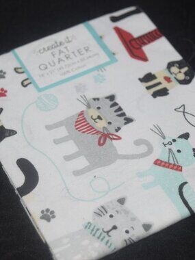 Create It Fat Quarter – Cute Cats & Yarn Print – 100% Cotton Sewing Fabric